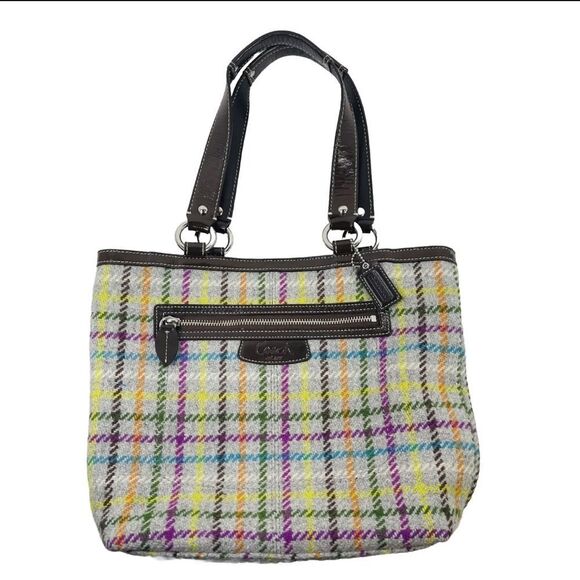*Coach* Penelope *CABIN COUTURE* Plaid Wool Tweed Leather Trim Handbag - Picture 2 of 12